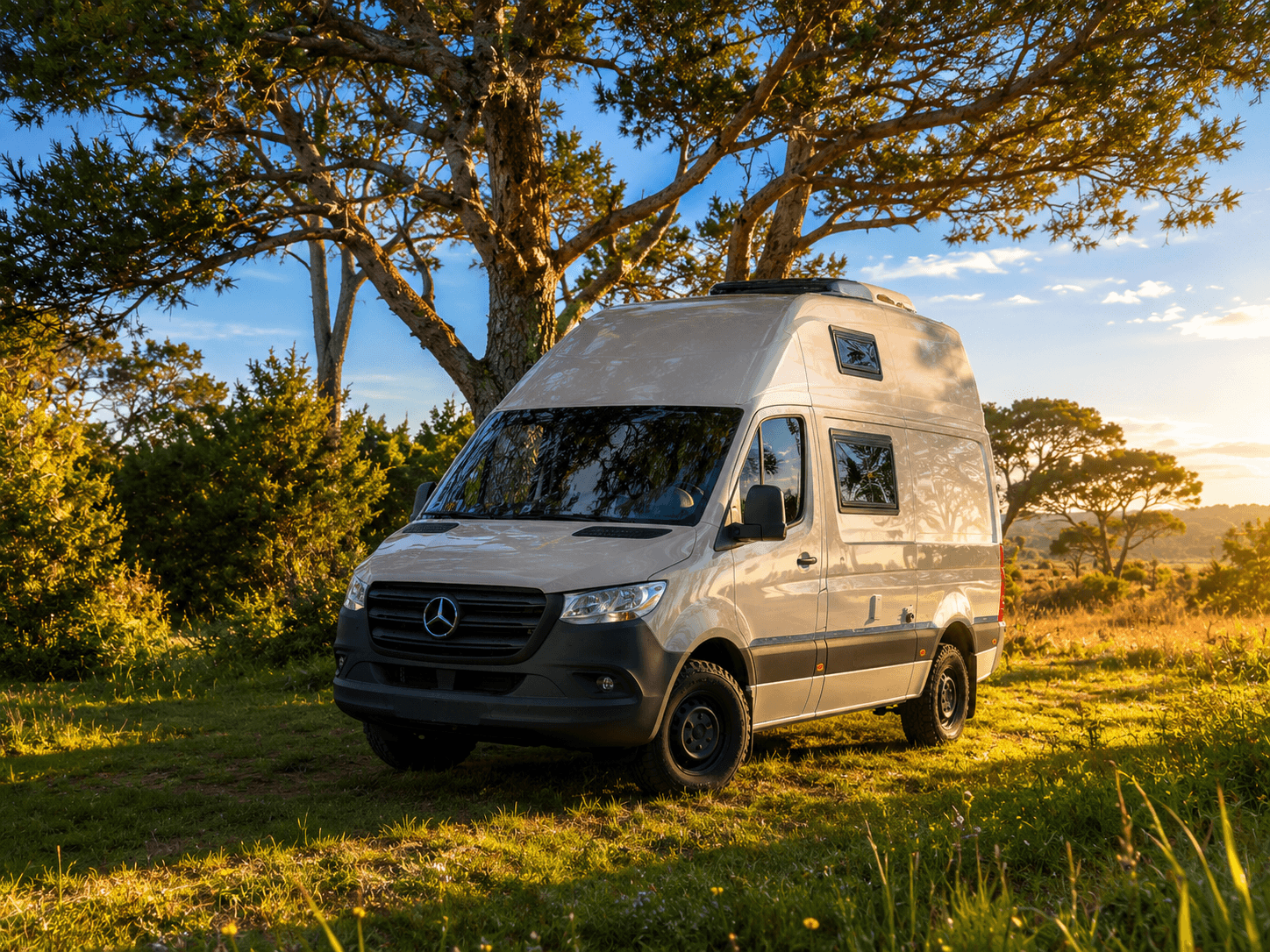 HRX Sahara im Abendlicht unter Bäumen